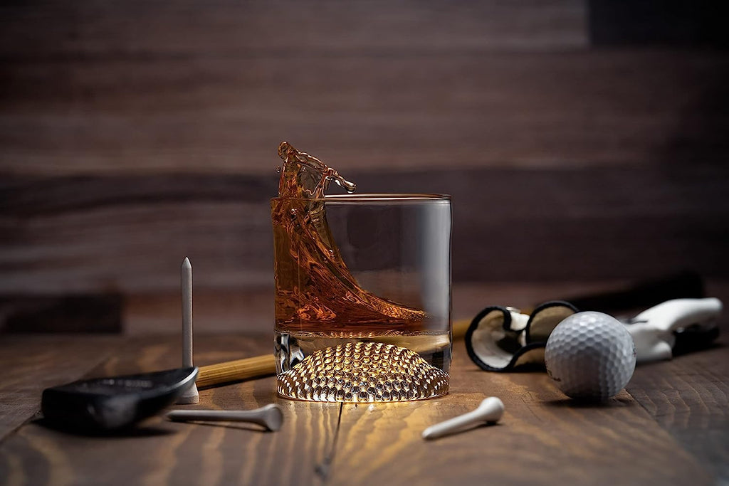 The Wine Savant Golf Ball Whiskey Glasses Set of 4-8oz Golf
