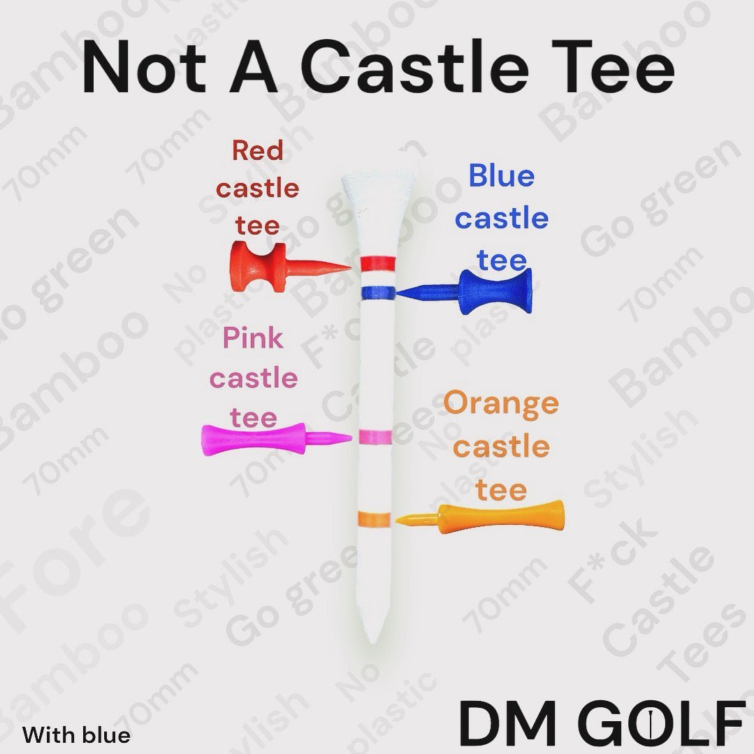 Season Bundle-The Link-Not A Castle Tee-Premium 70mm Bamboo Golf Tee With Orange, Pink, Blue & Red Castle Height Indicators-250 Tees