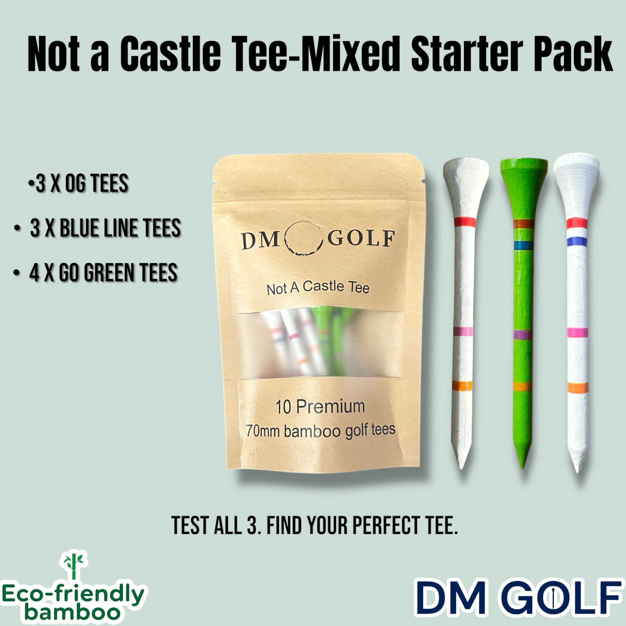 Not A Castle Tee-Mixed Sample Bag-70mm Premium Bamboo Golf