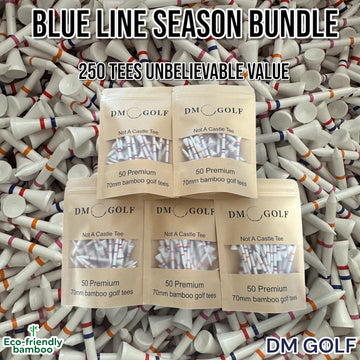 Season Bundle-The Link-Not A Castle Tee-Premium 70mm Bamboo Golf Tee With Orange, Pink, Blue & Red Castle Height Indicators-250 Tees
