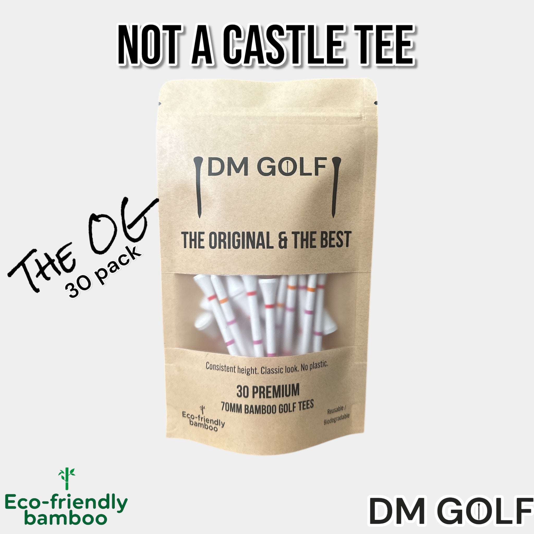 The O G-Not A Castle Tee Premium 70mm Bamboo Golf Tee