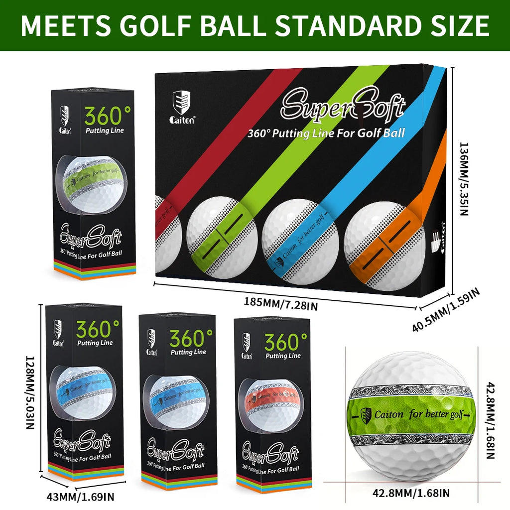 Caiton 12/3pcs 3-Layer PU Putter Golf Ball