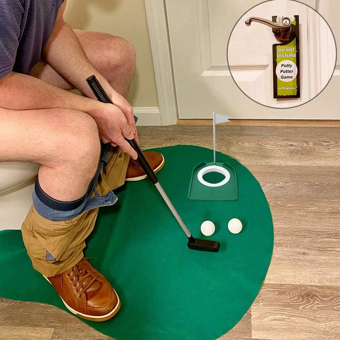 Indoor Golf Putting Trainer With Hole Flag Putter Green Practice Aid