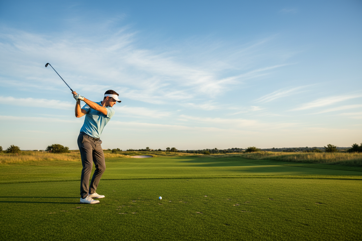 a man playing golf banner 
